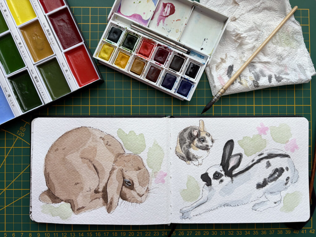 Peinture aquarelle de lapins